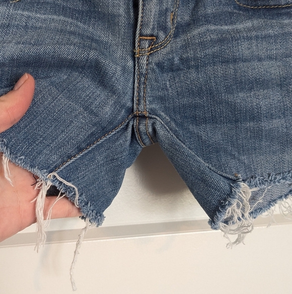 Y2K American Eagle Mid Rise Slim Boot Cut Off Jean Shorts sz 0 - Picture 5 of 7